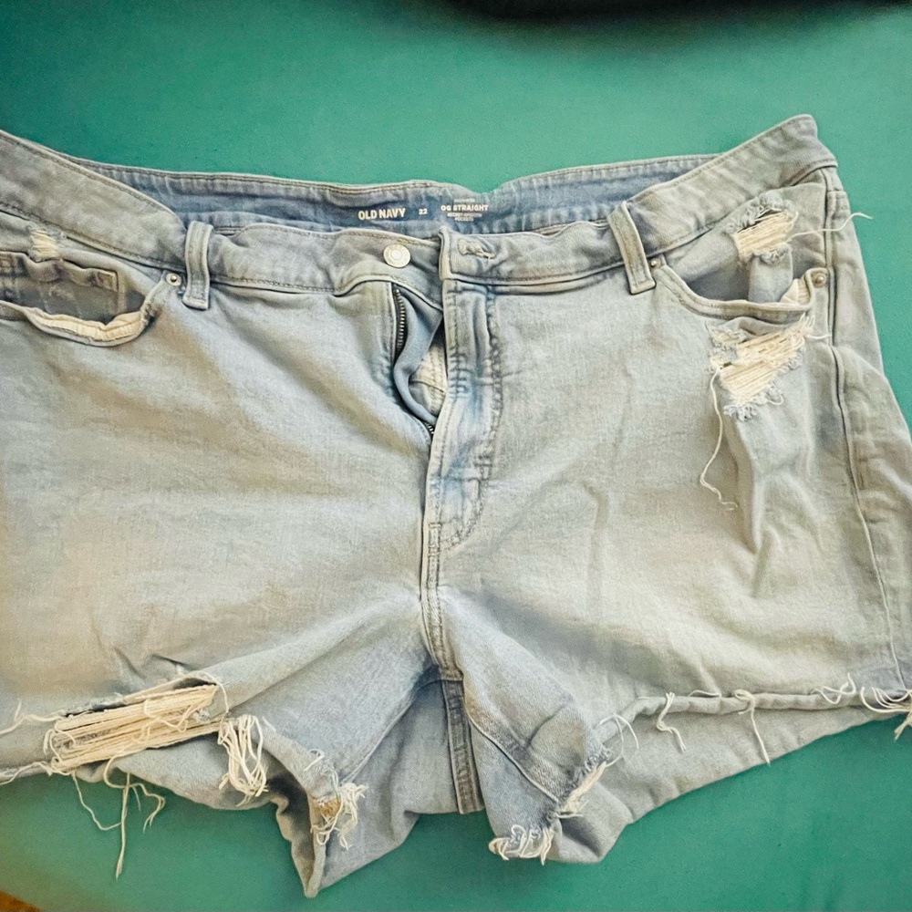 Old Navy Light Blue Ripped Jean Shorts